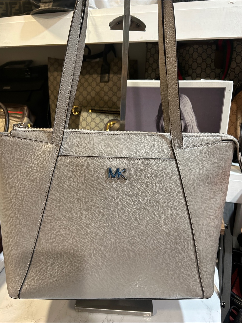 Michael Kors Light Grey Saffiano Leather Tote